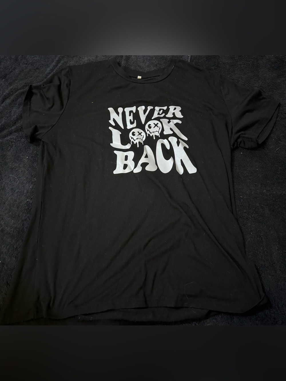Never Look Back Black Graphic Tee - Unbranded
